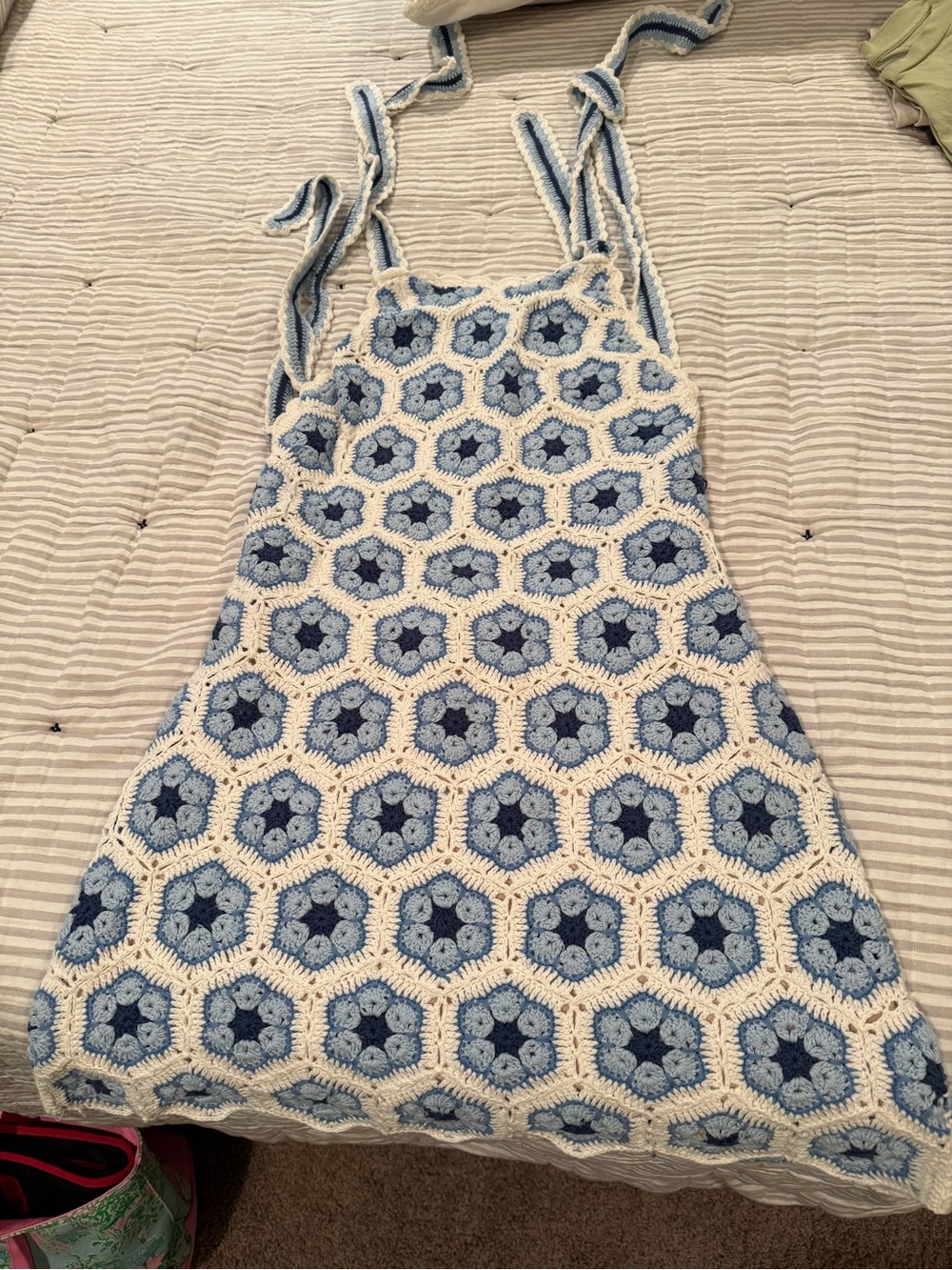 Show Me your Mumu Crochet Blue Halter Mini Dress EUC - Picture 6 of 7